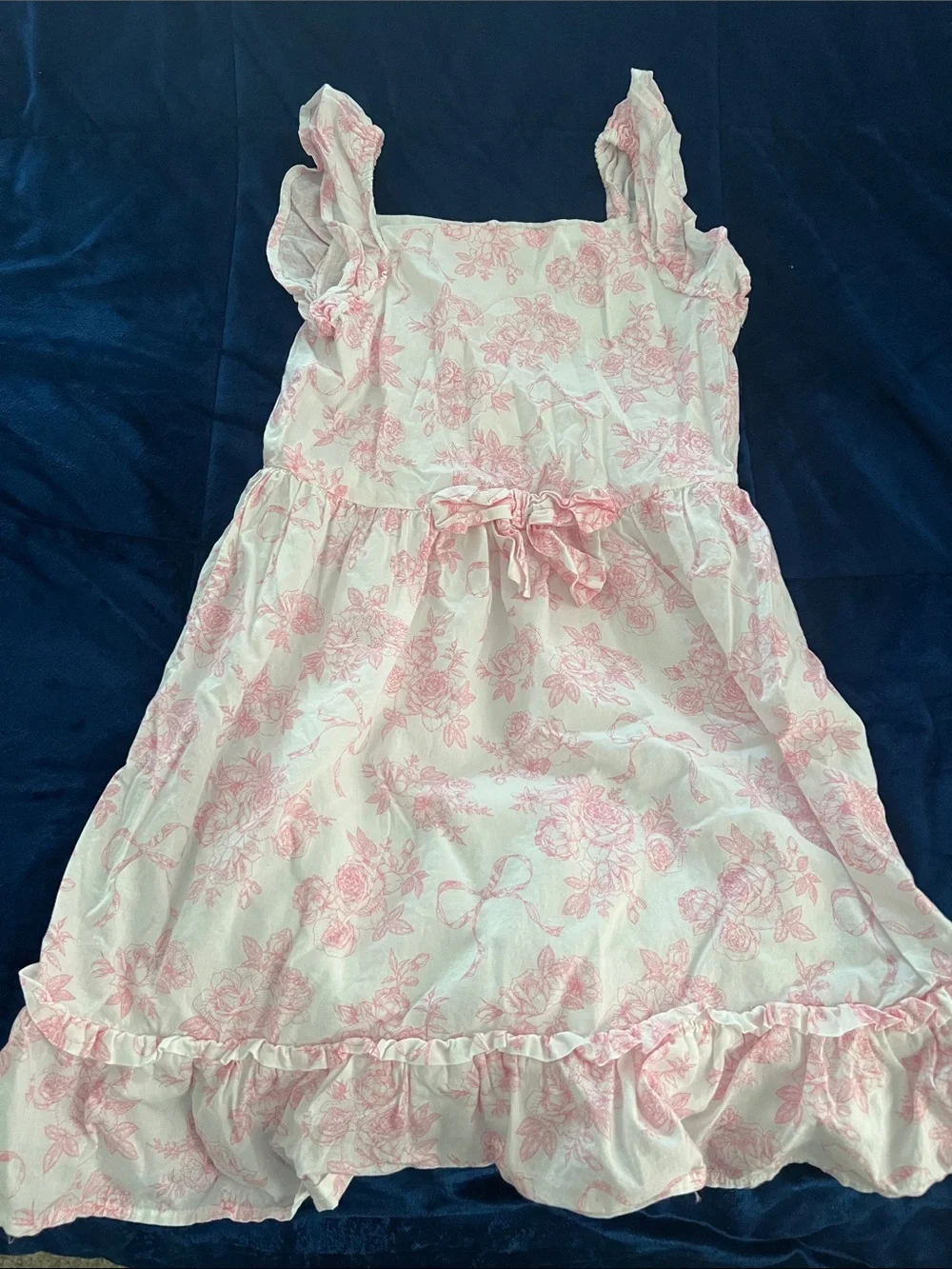 Gymboree White Dress with Pink Floral Print and Ruffle Straps